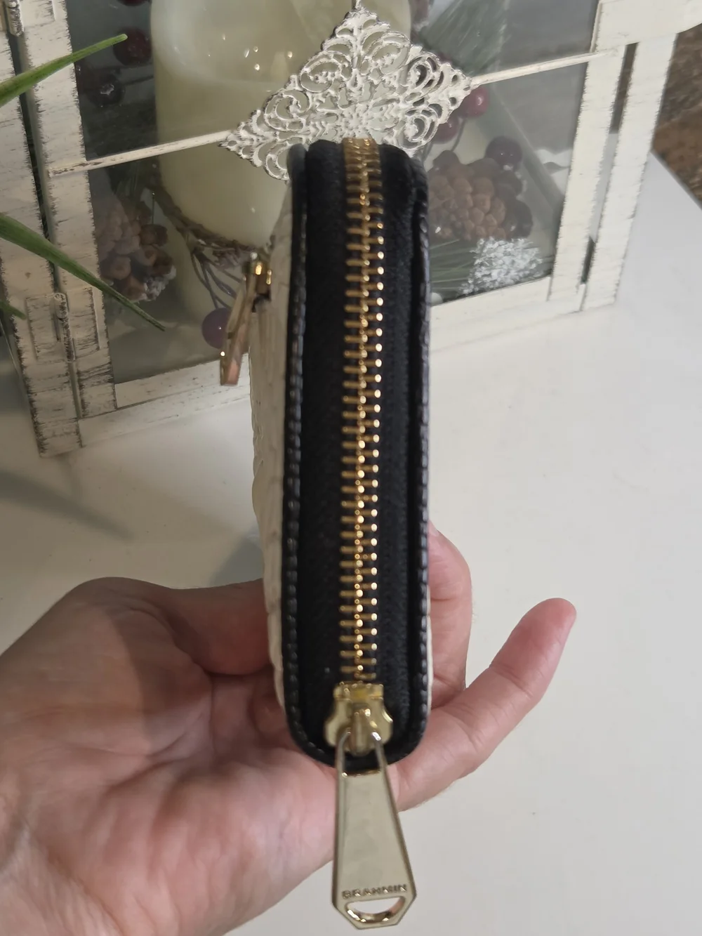 Brahmin Suri Zip-Around Wallet Melbourne Croc Embossed Leather